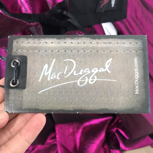 Mac Duggal off shoulder raspberry gown prom - Picture 14 of 15